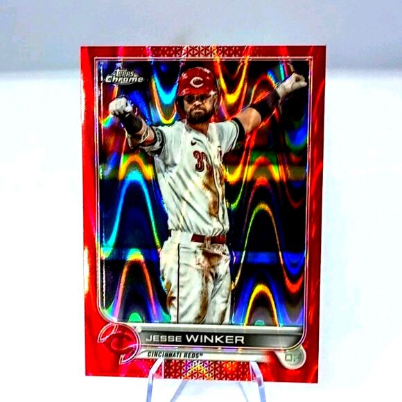 2022 Topps Chrome Jesse Winker #22 Red Raywave 4/5 - Picture 2 of 7